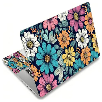 Laptop Skin Sticker Decal, Universal Reusable Vinyl Laptop Cover for 12" 13" 13.3" 14" 15" 15.4" 15.6" Notebook PC, Reusable Waterproof Scratch-Resistant with 2 Wrist Pads,Art Cute Flowers - color: Art Cute Flowers