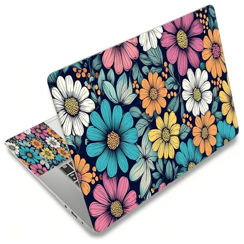 Laptop Skin Sticker Decal, Universal Reusable Vinyl Laptop Cover for 12" 13" 13.3" 14" 15" 15.4" 15.6" Notebook PC, Reusable Waterproof Scratch-Resistant with 2 Wrist Pads,Art Cute Flowers - color: Art Cute Flowers