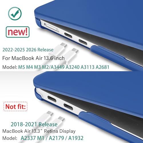 May Chen Case for MacBook Air 13/13.6-inch (M5/M4/M3/M2, 2022-2026 Models A3449 A3240 A3113 A2681), Lightweight | Closes Seamlessly | Ideal for Work Hard Shell Case, Dark Blue - color: Dark Blue