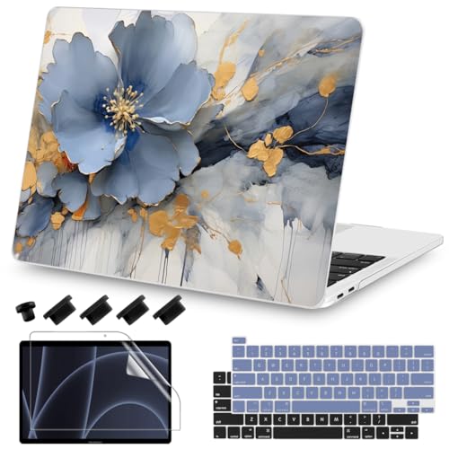 Teryeefi Compatible with M2 M1 MacBook Pro 13 inch Case A2338 A2251 A2289 A2159 A1989 A1706 A1708 (Release 2016-2020 2022),Protective Slim Cover+Keyboard Cover for MacBook Pro 13 Touch Bar, Art Floral - color: Art Flowers-002