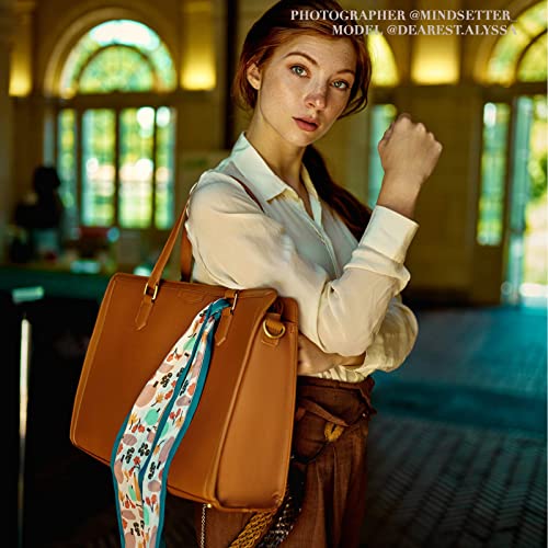 Missnine Laptop Tote Bag for Women 15.6 Inch Leather Work Bags Teacher Computer Purse Briefcase Handbag for Office, Travel - color: Brown