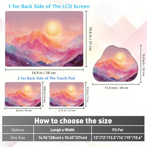 Laptop Skin Sticker Decal 15-15.6 Inch with Cute Mouse Pad, Universal Reusable Vinyl Sticker for 12.1 13 13.3 14 15.4 Inch Netbook and Notebook PC, Pink Mountain - color: Pink Mountain