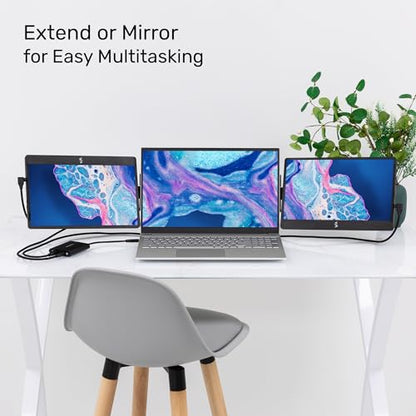SideTrak Swivel 12.5" Portable Monitor for Laptop & Hub, Patented Swivel Hinge, Laptop Screen Extender | FHD Dual Screen w/Kickstand, USB-C & HDMI, Mac, PC, Chrome Compatible (3 Monitor Bundle w/Hub) - style: 12.5" Triple Monitor with Hub