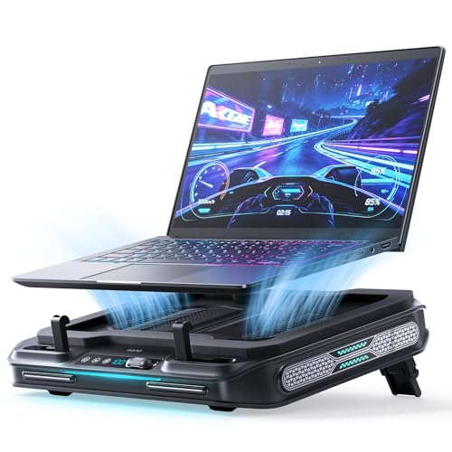 llano V11 Pro Laptop Cooling Pad, Gaming Laptop Cooler RGB Laptop Fan | Laptop Cooling Stand with 4.7 Inch Turbofan, for 14-17.3in Laptop, Adjustable Speed, Dustproof, 3-Port USB Hub, Black - color: Black