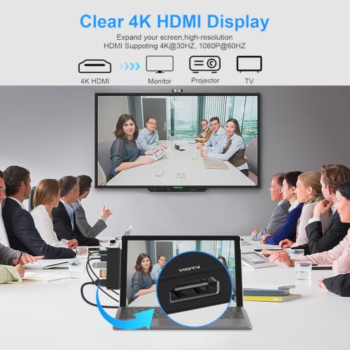 Surface Pro 9/10/11/X Accessories, Surface Pro 9 Docking Station with 4K HDMI, USB-C Thunerbolt 4 (Display+Data+PD Charging), 2 USB 3.0, SD/TF Card Reader for Surface Pro 9/Pro10/Pro11/ProX - color: Black