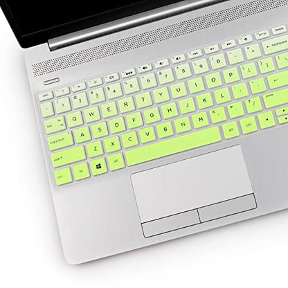 2PCS Keyboard Cover Compatible with HP Envy x360 15.6" Series /2020 2019 HP Pavilion 15 HP Pavilion x360 15.6" Series/HP Envy 17 17.3" Series/HP Laptop 15t 17t 17-ca0011nr-by0040nr - color: GradientGreen+Clear