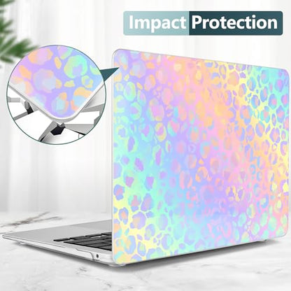 DONGKE for MacBook Air 13 Inch Case 2021-2018, Compatible with A2337 M1 A2179 A1932 Support Retina Display & Touch ID, Hard Shell Plastic Cover with Keyboard Skin - Leopard Print - color: Leopard Print