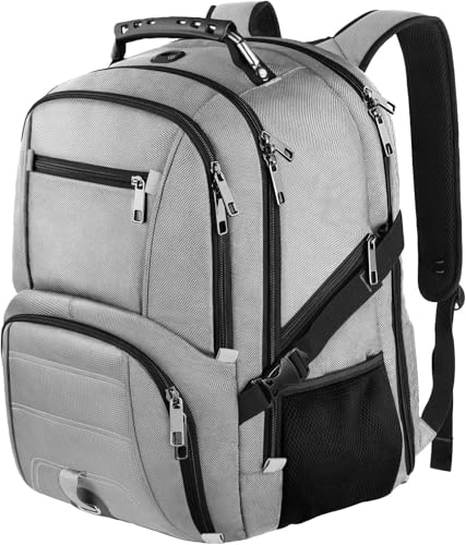 LTINVECK Travel Laptop Backpack,Extra Large Backpack for Men,Big 17 Inch Computer bag Tech Backpack - color: Full Grey