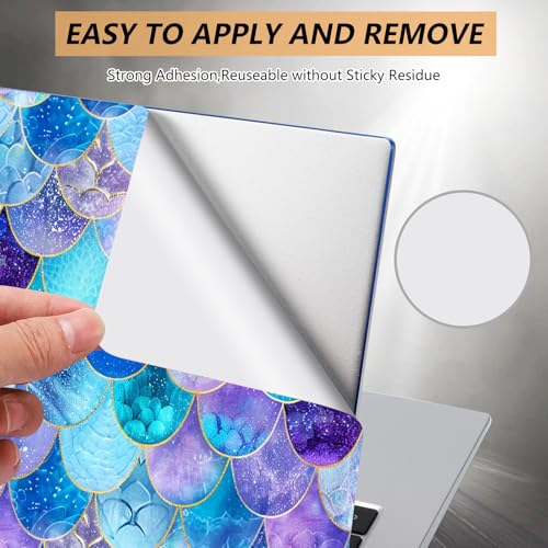 12.1”-15.6” Laptop Skin Sticker (Fits 13”, 13.3”, 14”, 15”, 15.4”) | Reusable Universal Protective Vinyl Art Decal Cover | Waterproof & Scratch-Resistant |Blue Iridescent Mermaid Scales - color: Blue iridescent Mermaid Scales