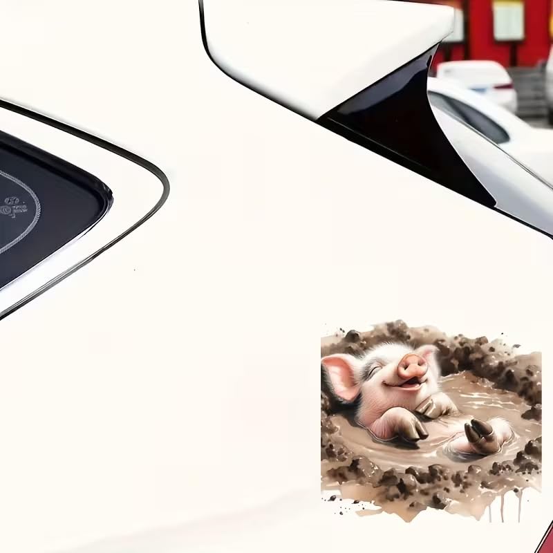 Lovely Pig PVC Vinyl Car Decals Stickers Waterproof Self-Adhesive Decals for Cars, Laptops, Trucks, Motorcycles Wall Window Luggage Scratch Cover Door Decor Sticker