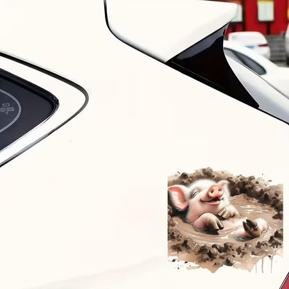 Lovely Pig PVC Vinyl Car Decals Stickers Waterproof Self-Adhesive Decals for Cars, Laptops, Trucks, Motorcycles Wall Window Luggage Scratch Cover Door Decor Sticker