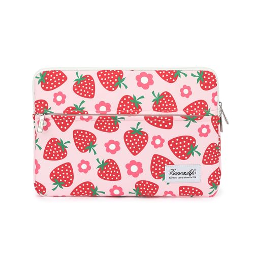 Canvaslife Pattern 13 inch Canvas Laptop Sleeve with Pocket 13 inch 13.3 inch Laptop 13 case13 Sleeve (Strawberry) - color: Strawberry, size: 13 inch/13.3 inch
