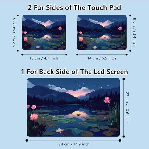 Universal Laptop Skin Sticker with 2 Wrist Pad Skins, Waterproof Scratch Resistant Vinyl Laptop Cover Decal, Cut to Fit for 11–15.6 Inch MacBook HP Dell Lenovo, Lotus Pond - color: Lotus Pond