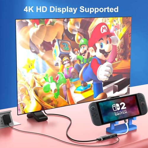 RREAKA TV Dock for Nintendo Switch 2 / Switch/Switch OLED, Portable Travel Dock Replacement with 4K@60Hz HDMI, PD 100W Charging, USB 3.0 - color: Black & White-2nd Version