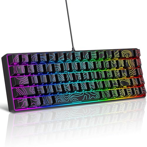 Snpurdiri 65% Wired Gaming Keyboard, 68 Keys RGB Backlit Ultra-Compact Small Gaming Keyboard, for PC/Mac Gamer, Typist, Travel, Easy to Carry on Business Trip Black - color: black