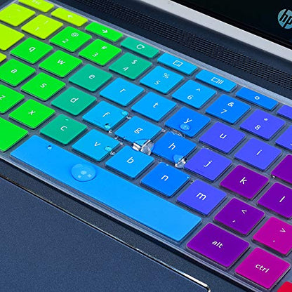 Keyboard Cover for HP x360 2-in-1 14" Chromebook, 14-db/ca/ak/DA 14B-CA 14a-na Series, 14 G2 G3 G4 G5, HP Chromebook 11 G2, G3, G4, G5, G6 EE G7 EE Keyboard Cover Skin, Rainbow - color: Rainbow
