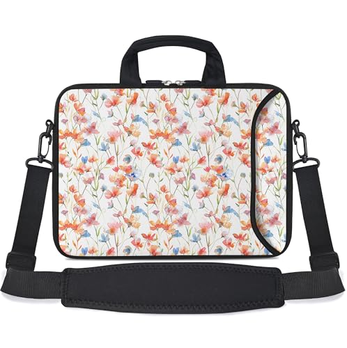 17 inch Laptop Shoulder Bag Carrying Case with Handle Fits 15.6/16/17/17.3/17.4 inch Laptop Notebook (Flowers1, 16-17.3 inch) - color: Flowers1