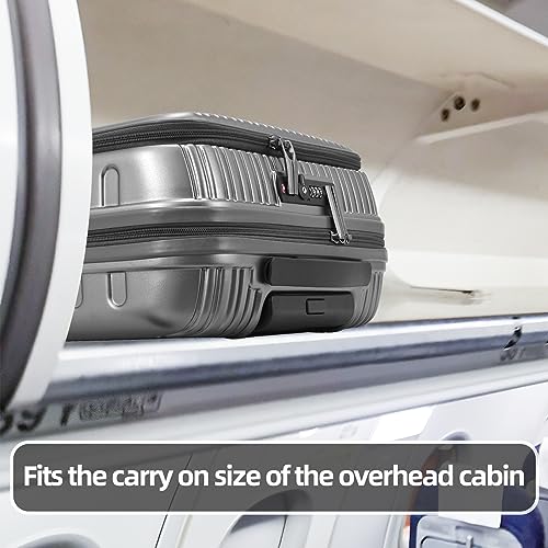 Kaleenie 2 PCS 20/29 Luggage Sets, 20” Cabin Luggage 29” Side Open Suitcase | 20 Inch with Front Pocket,29 Inch Checked Trunk Suitcase,Lightweight ABS+PC Hardshell,TSA Lock,HINOMOTO 360° Wheels,Grey - color: Dark Gray, size: 20/29 Set