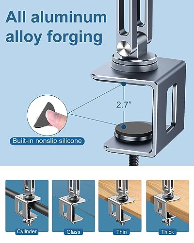 Aluminum Laptop & Tablet Stand for Desk,360° Rotatable Arm Mount | Ergonomic Height Adjustable Holder Compatible with 11-15 Inch Laptops & Tablets for Home Office,Foldable Computer Tray Holder