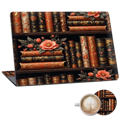Laptop Skin Sticker Decal 15.6 Inch,12 13 13.3 14 15 15.6 in Laptop Netbook Skins for Notebook,Art Decal Removable Waterproof Scratch Resistant,Universal Vinyl Cover,Flower Bookshelf - color: Flower Bookshelf