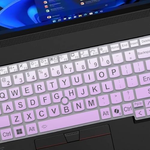 Larger Print Big Lettering Keyboard Cover for Lenovo ThinkPad E16 Gen 1 16", Thinkpad T16 P16 P16v P16s Gen 2/Gen 1 16", Thinkpad L15 Gen 4/3 15.6" (Not Fit Thinkpad Z16, L15 Gen 2/1)-OmbrePurlple - color: OmbrePurlple（Large Print）