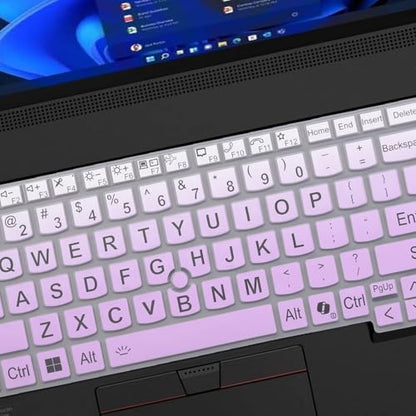 Larger Print Big Lettering Keyboard Cover for Lenovo ThinkPad E16 Gen 1 16", Thinkpad T16 P16 P16v P16s Gen 2/Gen 1 16", Thinkpad L15 Gen 4/3 15.6" (Not Fit Thinkpad Z16, L15 Gen 2/1)-OmbrePurlple - color: OmbrePurlple（Large Print）