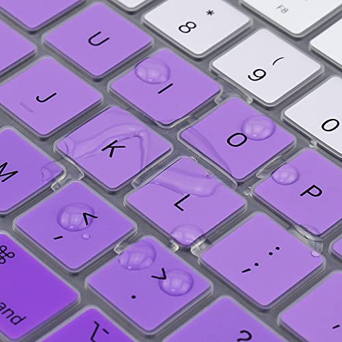 ProElife Keyboard Cover Skin for MacBook Air 13.6 15 inch 2024 2023 2022 M3 M2 Chip A2681 A2941, Ultra Thin Keyboard Protector U.S Enter for 2024-2022 Air 13.6'' 15'' M3 M2 Accessory (Ombre Purple) | US Enter, Ultra Thin (0.26 mm), Silicone Protective Ski