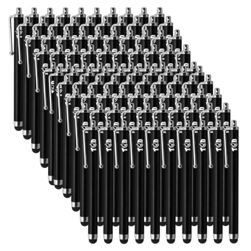 TCD 100 Pack Stylus Pen for iPad, High Precision Universal Capacitive Bulk Digital Stylus Pen – Compatible w/iPhone, Tablet, Touchscreen Laptop – Rubber Tip Black Styluses for All Touch Screen Devices - color: Black, size: Pack of 100