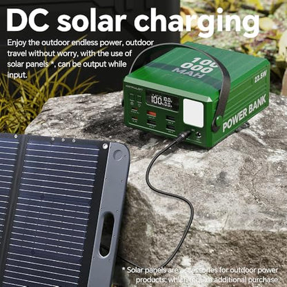 High Capacity Power Bank 100000mAh Fast Charging 22.5W PD 20W Portable USB C Battery Packs with 7 Outputs & LCD Display Battery Bank for iPhone, Samsung, iPad ,Macbook & Outdoors Camping (GREEN) | 7 Outputs & LCD Display ,DC output & Input ,Big Battery ,F