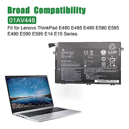 01AV448 L17C3P51 SB10K97609 Laptop Battery Replacement for Lenovo ThinkPad E480 E485 E495 E580 E585 E490 E590 E595 E14 E15 Series L17M3P52 01AV447 L17L3P51 01AV445 L17M3P51 01AV446 11.1V 45Wh