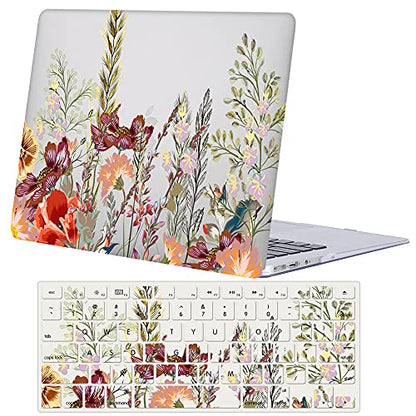 Bandless Case Compatible with MacBook Air 13 Retina 2018 2019 2020 Model A1932 A2179 A2337 M1, Plastic Hard Shell Protective Cover & Keyboard Skin for inch Touch ID - Flower - color: Flower, size: A2337/A2179/A1932 (Air 13 Touch ID 2018-2020)
