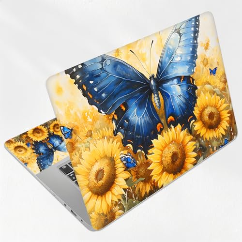Monarch Butterfly Sunflowers Floral Universal Laptop Skin Sticker 3PCS,Protective Decal Trim-to-Fit 11.6" 13.3" 14" 15.6" Laptop Vinyl Cover,Removable Anti-Scratch Computer Decal Protector - color: Monarch Butterfly Sunflowers Floral