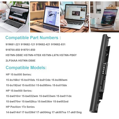 919700-850 Laptop Battery for HP Spare 919681-221 919682-121 919682-421 919682-831 919701-850 JC03 JC04 15-BS000 15-BW000 15-bs0xx 15-BS113DX 15-BS013DX 15-BS015DX 15-BS115DX 15-BS060WM 15-BS070WM - size: 10.3*1.56*0.85inch JC04