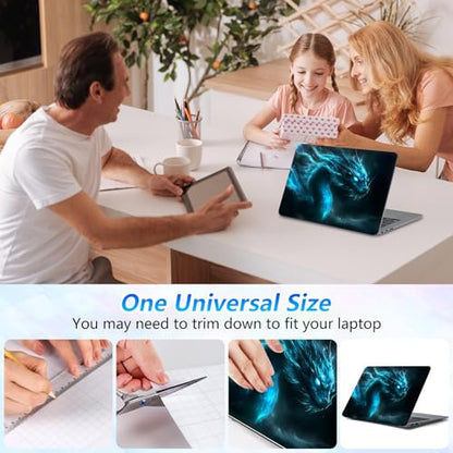 Universal Laptop Skin Sticker Decal with 2 Wrist Pad Skins, Waterproof Scratch Vinyl Cover for 11–15.6 Inch MacBook, HP, Dell, Lenovo, Cutable & Reusable,Glowing Blue Ice Dragon - color: Glowing Blue Ice Dragon