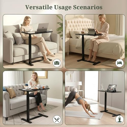 Mobile Standing Desk, Height Adjustable Laptop Desk with Hidden Casters | Stable Steel Frame, Smooth Lift Mechanism, Lockable Casters, Easy Assembly, Ideal for Home, Office & Dorm, Black - color: Black, style: Height Adjustable