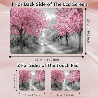 Laptop Skin Sticker Decal 12" 13" 13.3" 14" 15" 15.6",Waterproof Scratch Resistant Vinyl,Reusable Easy to Apply,for MacBook HP Dell Notebooks Netbooks Laptop,2 Wrist Pads,Cherry Blossom Black - color: Cherry Blossom Black