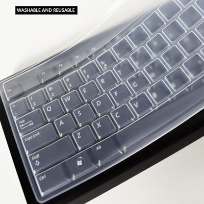 2 Pack Universal Keyboard Cover for Standard Size PC Computer Desktop Keyboards, Clear Waterproof Anti-Dust Silicone Keyboard Protector Cover Skin (Size: 17.52" x 5.51")