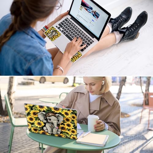 Universal Laptop Skin for 13-16 Inch Laptops,Vinyl Protective Sticker Decal,Easy DIY Trim-to-Fit for HP/Dell/MacBook,Bubble-Free & Removable,Elephant Sunflower - color: Elephant Sunflower