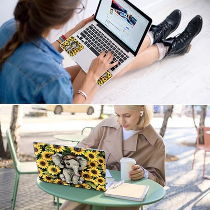Universal Laptop Skin for 13-16 Inch Laptops,Vinyl Protective Sticker Decal,Easy DIY Trim-to-Fit for HP/Dell/MacBook,Bubble-Free & Removable,Elephant Sunflower - color: Elephant Sunflower