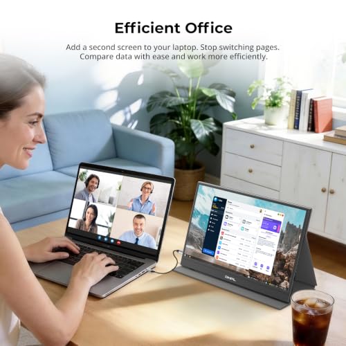 Portable Monitor for Laptop, 15.6-inch FHD 1080P 60Hz IPS Matte Screen, Laptop Screen Extension, USB-C & Mini HDMI, VESA Mount Support, Compatible with PC, MacBook, Switch, PS4/5, Xbox
