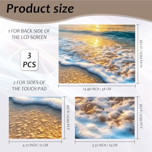 Laptop Skin 12.1-15.6 inch Removable Universal Reusable Laptop Sticker Decal,Waterproof No Residue Vinyl Cover,Scratch-Resistant Cuttable Full Wrap Sticker for Notebook, Golden Beach Sunset Ocean - color: Golden Beach Sunset Ocean