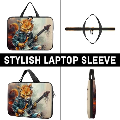 14" 15" Laptop Handle Bag Computer Bag,14.2" 15.4 inch Pouch Holder Notebook Sleeve Cover Compatible for Dell,Lenovo,Toshiba HP, Asus Notebook Messenger Briefcase-Cat Playing Guitar - color: Cat Playing Guitar