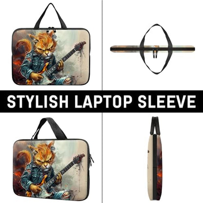 14" 15" Laptop Handle Bag Computer Bag,14.2" 15.4 inch Pouch Holder Notebook Sleeve Cover Compatible for Dell,Lenovo,Toshiba HP, Asus Notebook Messenger Briefcase-Cat Playing Guitar - color: Cat Playing Guitar