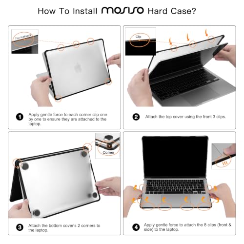 MOSISO Compatible with MacBook Air 13 inch Case M5 2026 M4 M3 M2 2025-2022 | A3449 A3240 A3113 A2681,Seamlessly Closes Reinforced Crack-Resistant Hard Shell for MacBook Air 13.6 inch Case, Black - color: Black
