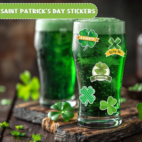 Xzentira 100 PCS St Patricks Day Stickers Vinyl Waterproof Shamrock Stickers Irish Sticker for St Patricks Decorations Party Supplies Water Bottle Laptop Crafts Windows - style: Shamrock