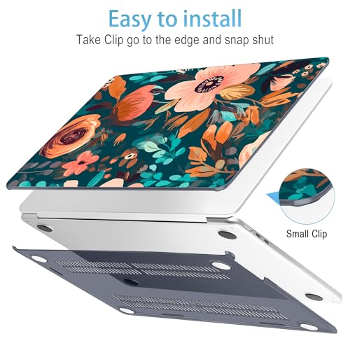 Mektron for 2026/2025/2024/2023 MacBook Air 15 INCH M5 A3448 /M4 A3241 /M3 A3114 /M2 A2941 Case, Printed Plastic Hard Shell Cover with 15.3" Liquid Retina Display Touch ID, Abstract Florals - color: Abstract Florals
