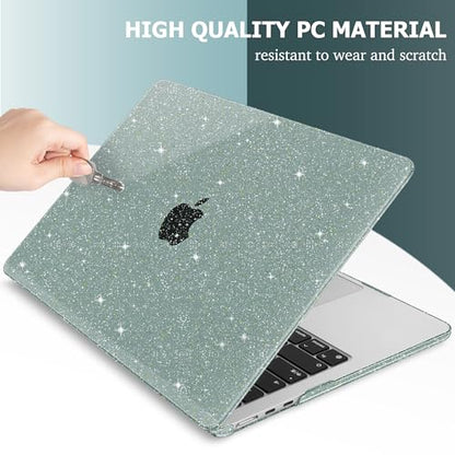 May Chen for 2022 MacBook Air 13.6 Inch Model A2681, Plastic Hard Shell Case for MacBook Air 13.6" M2 Chip with Liquid Retina Display Fits Touch ID, Midnight Green Glitter A - color: Midnight Green Glitter A