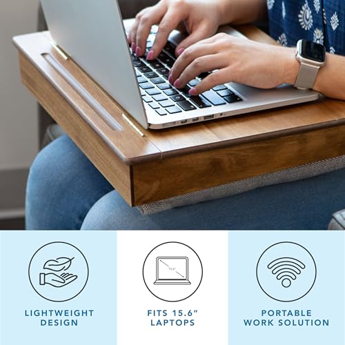 LAPGEAR Schoolhouse Lap Desk - Natural Acacia Wood, Built-in Storage - color: Natural