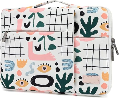 360° Protective Laptop Sleeve Case Bag with 3 Pockets,Handle,Luggage Strap for MacBook Pro 14 inch and 14 inch-14.4 inch Screen Laptop (Garden) - color: Garden(3 pockets), size: 14 inch-14.4 inch