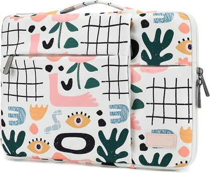 360° Protective Laptop Sleeve Case Bag with 3 Pockets,Handle,Luggage Strap for MacBook Pro 14 inch and 14 inch-14.4 inch Screen Laptop (Garden) - color: Garden(3 pockets), size: 14 inch-14.4 inch